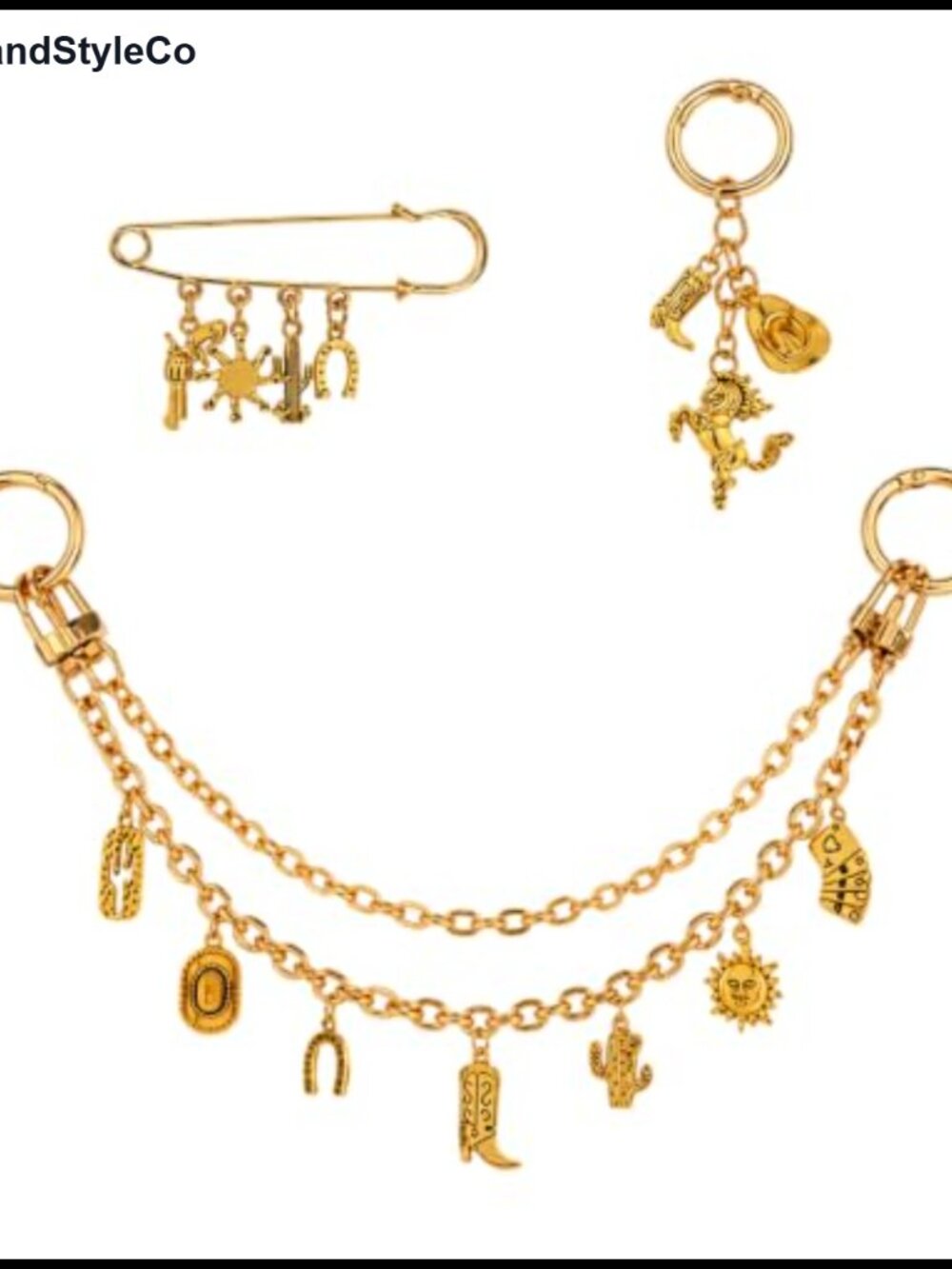 Gold Purse Chain Charm Set Bag Accessories Keychain 3Pc